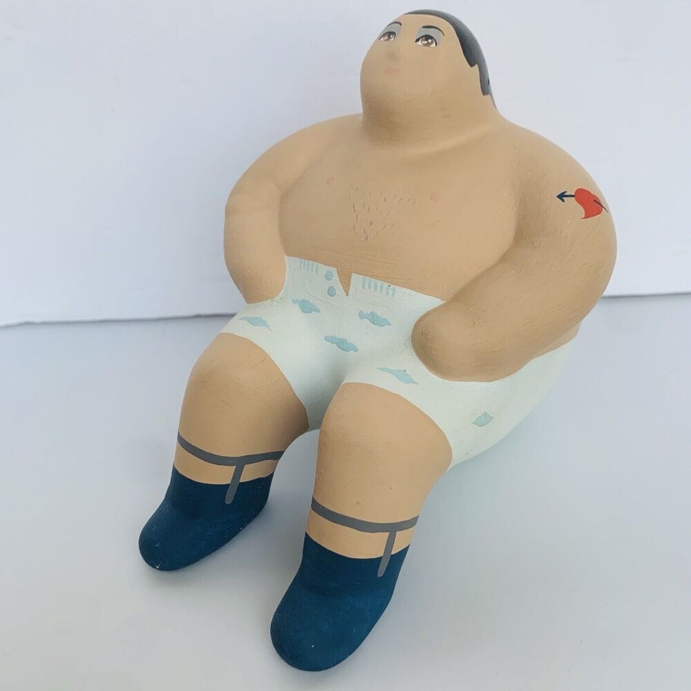 L'Aquilone Italian Sculpture Signed 1988 Vintage Hand Painted Tattoo
